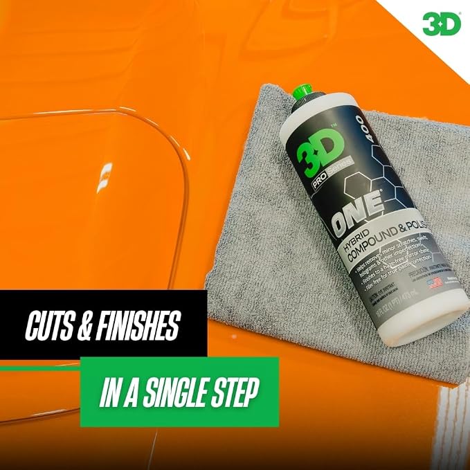 3D One Car Scratch & Swirl Remover Hybrid Rubbing Compound & Polish Buffing Compound for True Paint Correction 16oz Made in USA