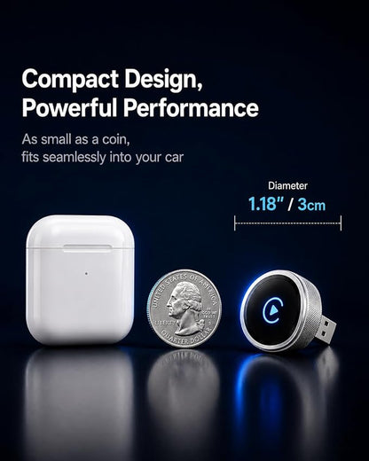 KAYZY 2026 Wireless CarPlay & Android Auto Adapter 2-in-1, Plug & Play Mini Tube Wireless Carplay Adapter for iPhone & Android, Auto Connect with No Latency, Premium Aluminum Design, USB A & USB C