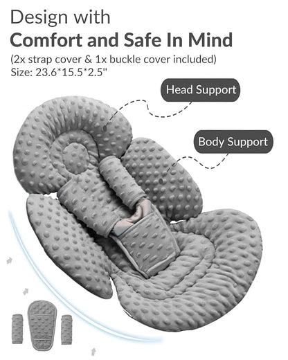 Generic Infant Insert Compatible with Mamaroo Swing & Graco Swing and Infant Car Seat, Newborn Insert Baby Head Body Support, Reversible Design, Breathable Soft Fabric, 1Pcs - Dots, Dark Gray