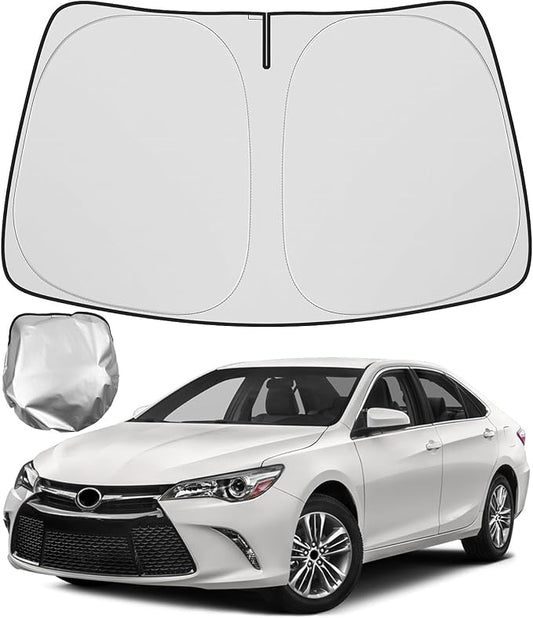 BIBLOZ Car Windshield Sun Shade for Toyota Camry 2012-2017, LE, XLE, SE, XSE, Hybrid Accessories Foldable PET Sunshade Keeps The Car Cool Inside