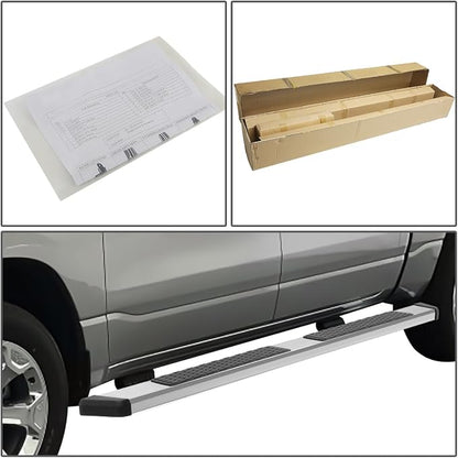 Pair of 5 Inches Stainless Steel Running Boards Side Steps Bars Replacement Compatible with Toyota Tundra CrewMax (Extended Crew) Cab 2007-2021