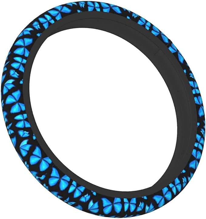 Blue Butterfly Steering Wheel Covers Non Slip Neoprene Steering Wheel Protector Universal 15 inch for Women Men Car