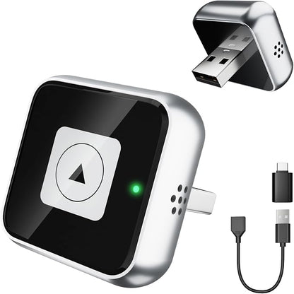Wireless CarPlay Adapter, Wired to Wireless Car Adapter, Suitable for Apple iPhone & Android, Fast Auto-Connect, USB & Type-C, Supports 800+ Models with Built-in Wired Car Play/Android Auto