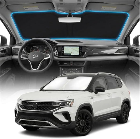 for VW Taos Sun Shade Windshield Cover - Custom Fit Taos Accessories 2022-2025 2026 Sunshade Foldable UV Protection & Heat Shield Sun Visor Accessories