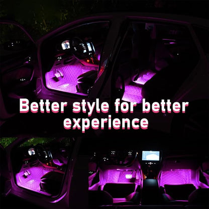Car LED Strip Light, 24 LEDs RGB Neon Interior Atmosphere Lights, 12V Under Dash Ambient Night Light, Cigarette Lighter Auto Interior Decorative Lamp, Car Accessories (Pink Purple)