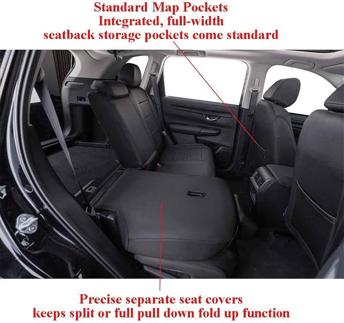 EKR CRV Seat Covers Custom Fit for Honda CRV 2017 2018 2019 2020 2021 2022, Car Seat Cover for Trucks SUV Full Set,Waterproof Car Seat Cushion, Neoprene (Black)