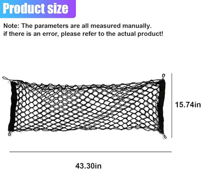 ZIMISI Car Cargo Net, Elastic Stretchable Car Trunk Cargo Storage Net with Hooks, Double-Layer Nylon Truck Organizer Mesh, Vehicle Interior Accessories for Most SUVs, Trucks (43.3x15.7 inch/110×40 cm)