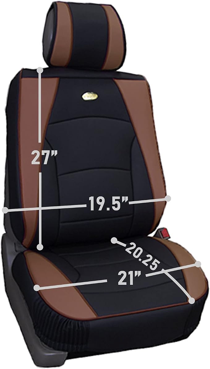 FH Group Car Seat Cover Cushion - 2 Pack Seat Covers for Cars Trucks SUV,) Faux Leather Car Seat Cushions, Waterproof Car Seat Cover Cushion, Universal Fit Car Seat protector Front Set Brown