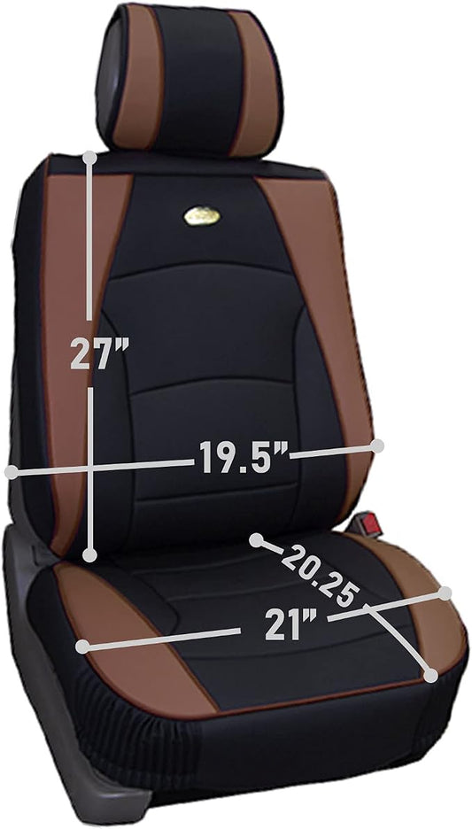 FH Group Ultra Comfort Highest Grade Faux Leather Full Set Cushion Pads Car Seat Covers for Front and Rear– Universal Fit for Cars Trucks & SUVs (Brown/Black)
