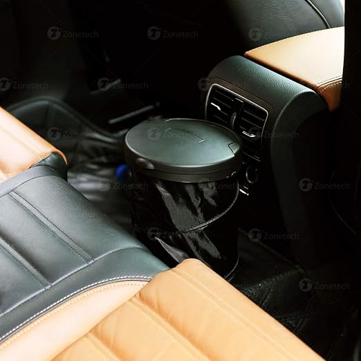 ZONETECH 2-Pack Universal Traveling Portable Car Trash Can - Black Collapsible Pop-up Leak Proof Trash Can- for Garbage to Organize Car,