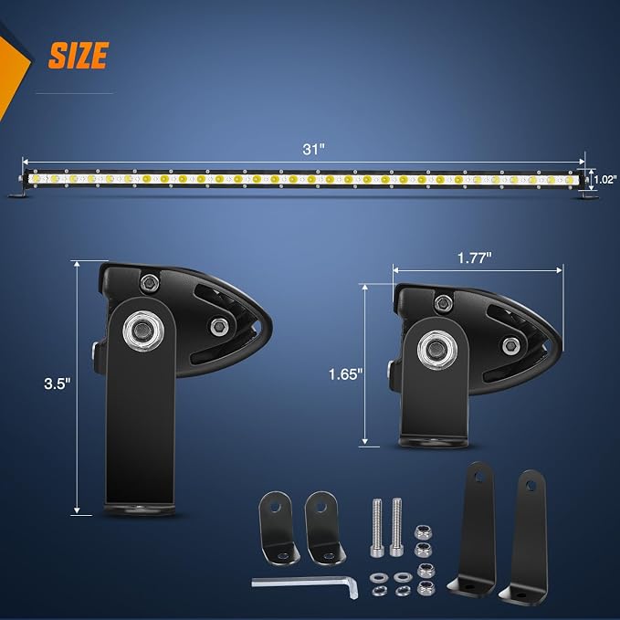 Nilight Single Row LED Light Bar Ultra-Slim Spot Flood Combo Light Bar 31 Inch 90W Fog Light Driving Light Work Light Roof Bumper Light for Offroad 4x4 Trucks Polaris SUV ATV UTV