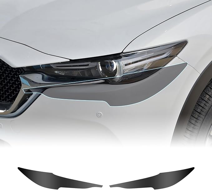 for 2017-2021 Mazda CX-5 8.5mil TPU PPF Clear Car Pre-Cut Paint Protective Film HD Scratch Exterior Accessories (Smoked Headlight Film 2Pcs)