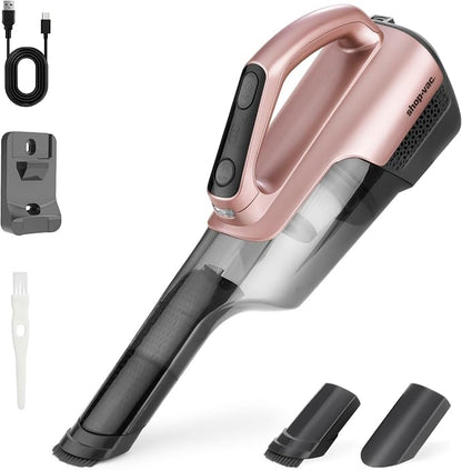 Shop-Vac S2 12V Handheld Vacuum Cordless, Dual-Speed Powerful Portable Car Vacuum Rechargeable, Wall-Mounted Lightweight Hand Vacuum for Home & Car, LED Light, HEPA Filter, Champagne Gold
