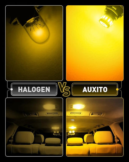 AUXITO Latest 194 LED Bulbs Amber Yellow, Canbus Error Free 168 2825 T10 W5W LED Bulb for Car Dome Door Map Courtesy Trunk Cargo Marker License Plate Exterior Lights, Pack of 2