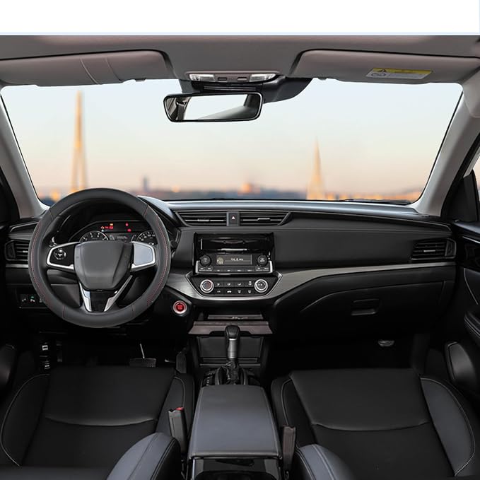 GIANT PANDA Microfiber Leather Steering Wheel Cover for Honda Accord,Civic,CR-V,HR-V,Pilot(Black+Red Line-Standard Size)