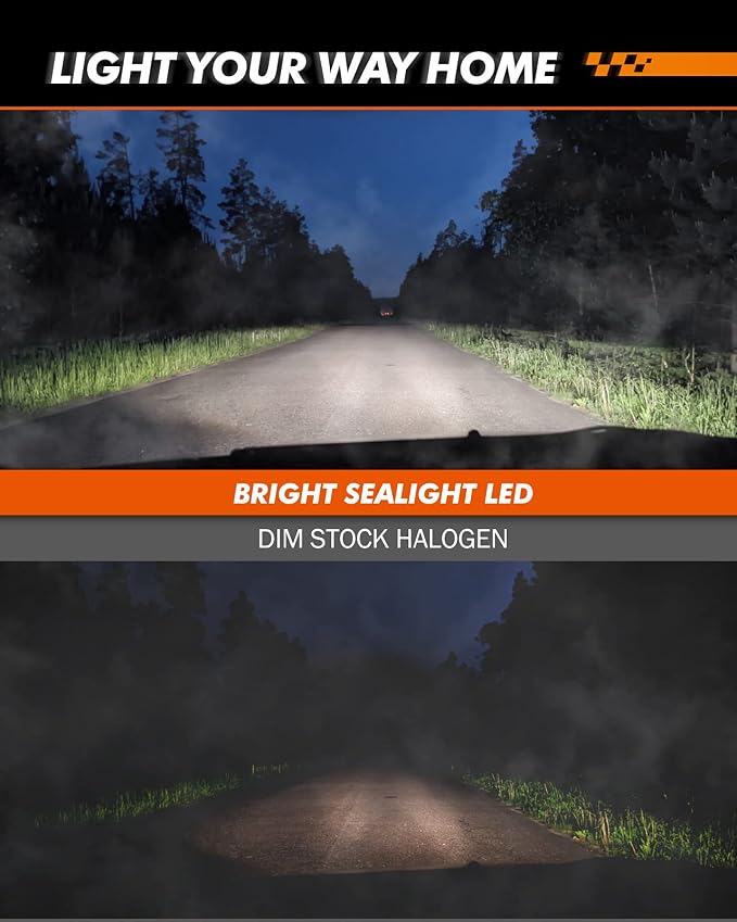 SEALIGHT H11 H16 LED Fog Light Bulb, Real 1:1 Mini Size, 6500K Cool White 6000LM H8/H16 LED Fog Lights For Cars,Trucks,SUV, 400% Brightness With Strong Penetration, 3 Mins Plug-N-Play, Pack of 2