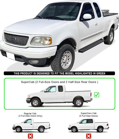APS Black Running Boards Style Compatible with Ford F150 1999-2003 Super Cab 4-Door (Include 04 Heritage) & F250LD 1999-2003 3-Door Light Duty ONLY (Nerf Bars Side Steps Side Bars)
