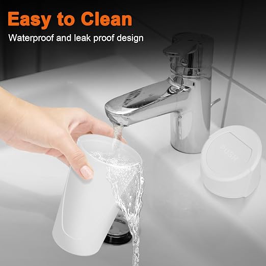 Car Trash Can, 2 Packs Mini Car Garbage Can Cup Holder with Lid | Leakproof Car Trash Bin with 60 Trash Bags, Vehicle Front Back Seat Organizers and Storage for Car, Home, Office, White