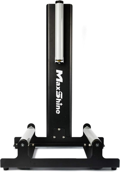 Maxshine Wheel Rim Detailing Rolling Wheel Stand (WS01) - 23”L x 14”W x 36”H, 360° Tire & Rim Detailing, Ceramic Coating, Tire Shine, Wheel Wash & Roller Stand - Black