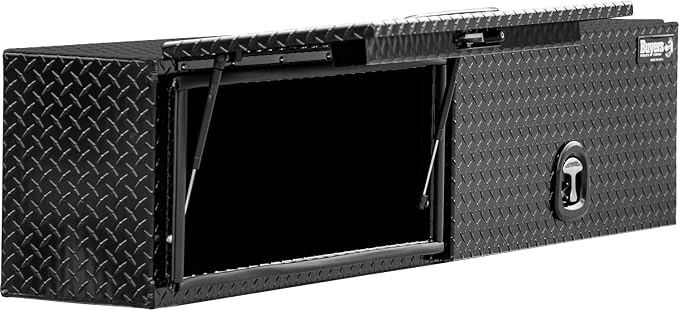 Buyers Products 1721351 Topsider Truck Tool Box, 16x13x72 Inch, Gloss Black Diamond Tread Aluminum, Dual Flip-Up Doors, Locking Compression Latch, Weather Resistant, No-Drill Mount, Made in USA