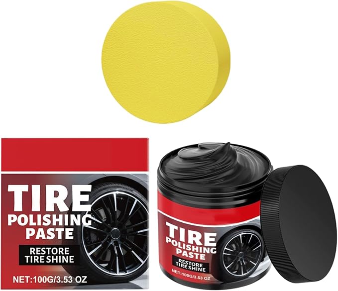 Car Tire Shine with Sponge 100g Wheel Shine Tire Polishing Paste for Cars Trucks Motorcycles RVs & More