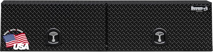 Buyers Products 1721364 Topsider Truck Tool Box, 18x16x88 Inch, Gloss Black Diamond Tread Aluminum, Dual Flip-Up Doors, Locking Compression Latch, Weather Resistant, No-Drill Mount, Made in USA
