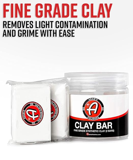 Adam's Polishes Fine Grade Clay Bar - Removes Debris & Dirt from Vehicle for Paint, Glass, Trim, Wheels | Add Shine, Gloss & Restore Depth of Color