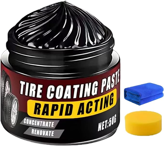 Premium Tire Coating & Trim Restorer, Restores Deep Black Shine with Ceramic Coating, UV Protection for Rubber Plastic Bumpers, Long-Lasting Car Detailing Kit (50ml 1PC)