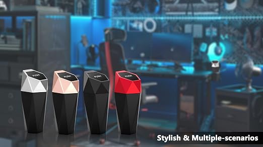 Ginsco 2 Pack Car Trash Can with Lid, Cup Holder Garbage Can for Car, Garbage Bin Cars Accessories for Interior, Leakproof Small Trash Bin, Mini Trash Can for Cars, Home, Bedroom, Office (Red)