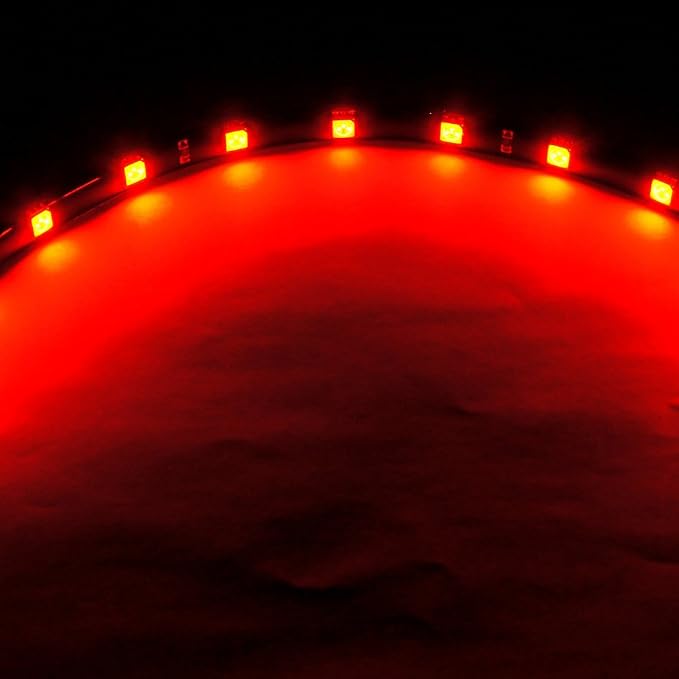 SOCAL-LED LIGHTING 30cm 12" Red Flexible LED Strips High Power Bright 5050 12 SMD Car DRL Under Dash Accent Light, Waterproof, Cuttable, Pack of 2
