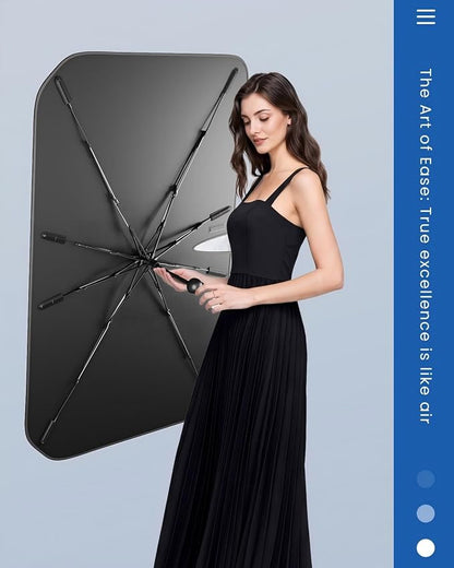 PEMOTech【for Chevrolet Spark/Sonic; MINI Cooper and Sports Cars & Coupes】Umbrella Windshield Sun Shade | Quick-Install Reliable UV Blocker&Heat Shield | Versatile Sun shade for Windshield (49"X25.6")