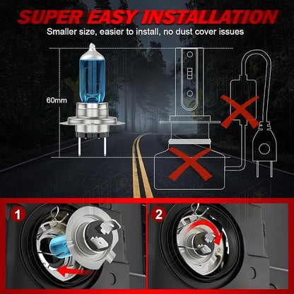 Upgraded Halogen Headlight Bulbs Compatible for Ford Fusion 2006 2007 2008 2009 2010 2011 2012 2013 2014 2015 2016 2017 2018, H7 H11 High Low Beam Headlamp Lights, 6000k White, 300% Brightness, 4-Pack