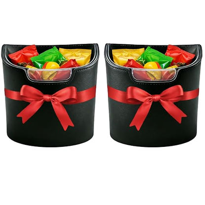 2PC Car Trash Can Leakproof Garbage Can for Car Hanging Back Seat PU Leather Vehicle Trash Bin Removable Liner for Travel Road Trip