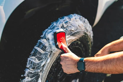 Detail Factory - ProGrip XL Tire Brush - Ergonomic ProGrip Handle - Stiff Synthetic Bristles to Cut Through Grime - Octane Ectoplasm