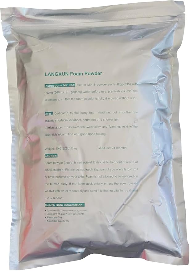 LANGXUN 2.2 lbs Green Foam Machine Powder Pack - Makes 80 Gallons of Long-Lasting Foam Water, Ideal for Outdoor Party Camps and Concert Solutions