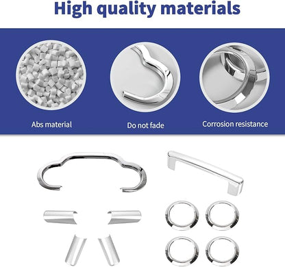10PCS Full Set Interior Trim Kit Compatible with 2007-2010 Jeep Wrangler JK JKU,Co-Pilot Grab Handle Dashboard Frame Bezel Side Outlet Cover Trim (Chrome)