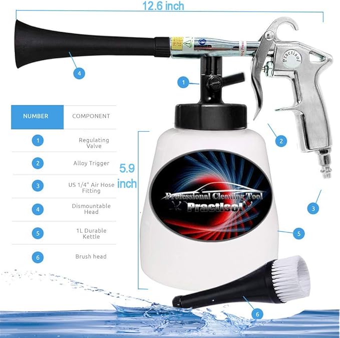 Car Interior Cleaner Auto Detail Tools Car Detailing Kit(Needs Air Compressor) High Pressure Car Cleaning Gun Car Cleaning Kit for Vehicle Upholstery Carpet Seat