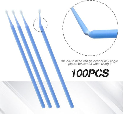Saihisday 2.5mm Precision Micro Brushes - 100PCs Disposable Applicators for Automotive Detailing & Crafts (Non-Chemical Tool)