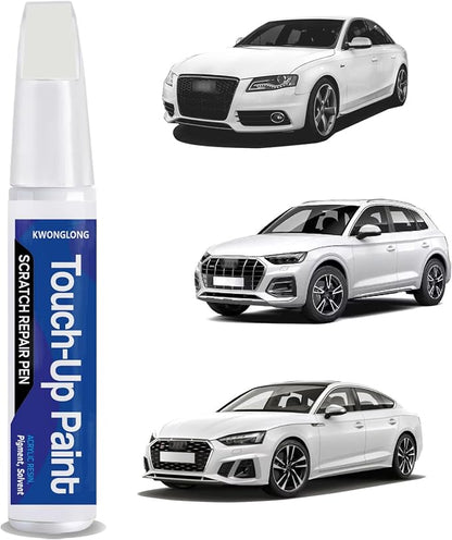 Ibis White LY9C Touch Up Paint For Audi 2014-2024 A3/A4/A6, 2017-2024 Q5/Q7, 2-in-1 Chips and Nicks Scratch Repair Pen