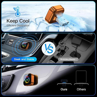 2026 Wireless CarPlay Adapter for iPhone No Audio Lag Auto-Connect Plug and Play Convert Factory Wired to Wireless CarPlay Bluetooth 5.2 and 2.4GHz&5.8GHz Wi-Fi Includes USB and Type C (Orange)