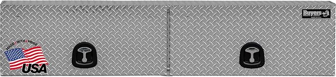 Buyers Products 1701364 Topsider Truck Tool Box, 18x16x88 Inch Diamond Tread Aluminum, Dual Flip-Up Doors, Locking Compression Latches, Weather Resistant, No-Drill Mount, Made in USA