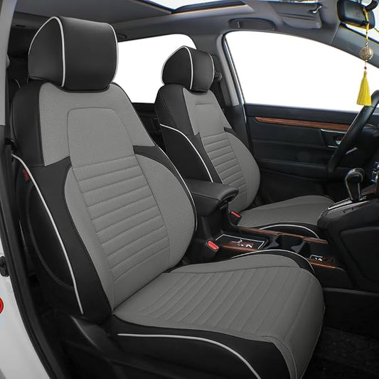 EKR CRV Seat Covers Custom Fit for Honda CRV 2017 2018 2019 2020 2021 2022,Leather Car Seat Cover Full Set for Trucks SUV,Waterproof Car Seat Cushion,Faux Leather (Black/Gray)