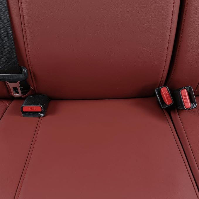 EKR Custom Fit Tacoma Rear Car Seat Covers for Toyota Tacoma (Petrol) 2024 2025 2026 Double cab SR/SR5/TRD Sport/TRD Off-Road/Limited - Second Row Only,Faux Leather(Burgundy)