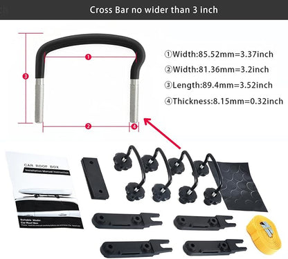 Hard Shell Rooftop Cargo Carrier with Roof Box, Heavy Duty Weatherproof 13 Cubic Feet Rooftop Cargo Carrier for Car Storage, Diamond Black