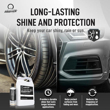Nanoskin MULTI DRESS All Purpose Dressing 55 Gallons - Interior & Exterior Dressing for Car Detailing | Works on Tire, Vinyl, Rubber, Plastic & Trim | Safe for Cars, Trucks, Motorcycles, RVs & More