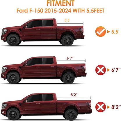 Nilight Soft Tri-fold Truck Bed Tonneau Cover Compatible with Ford F150 2015-2026, All-Weather Low Profile Cargo Protection-5.5ft