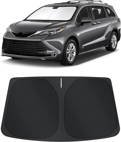 TINGLU Sun Shade for Toyota Sienna Mini Van 2021-2024 2025 2026 Accessories Windshield Sun Shade Window Shade UV Rays Protection Sun Visor Cover with Steering Wheel Sunshade Storage Bag