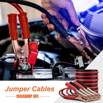 PACETAP Car Roadside Emergency Kit, Essential Auto Safety Road Side Assistance Tool Kit with Jumper Cables, Towing Rope, Triangle and More Winter Vehicle Accessories