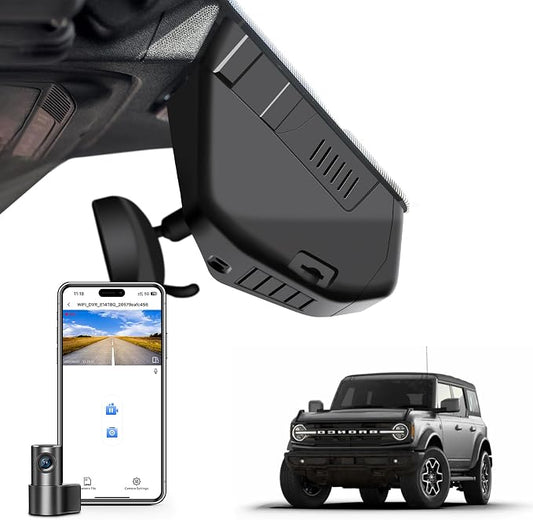 Mangoal Front 4K & Rear 1080 Dash Cam Fit for Ford Bronco 2021 2022 2023 2024 2026(Model A), Does Not Fit Ford Bronco Sport, WiFi & App, GPS, 128GB Card