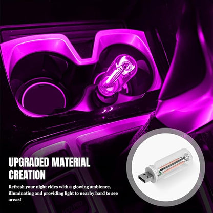 USB LED Car Interior Atmosphere Light, Car USB Night Light, Plug-in Auto Ambient Lighting Retro Lamps, Touch Adjustment LED Automotive Night Lamp Auto Accessories for bedrooms Camping (Purple)